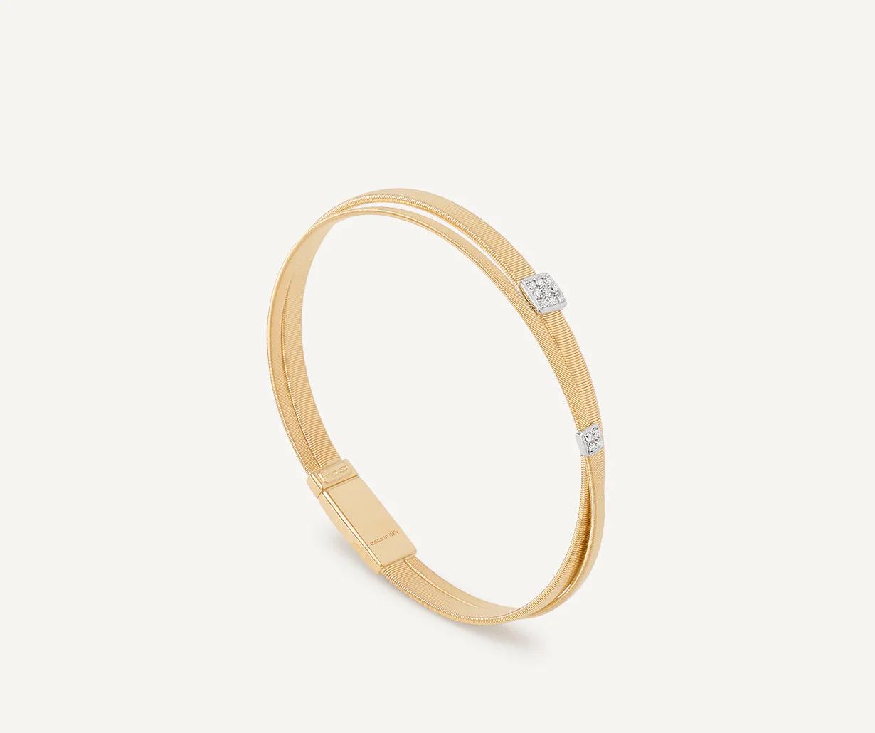 Zweireihiger Armreif aus Gold mit Diamantpavé BG732_B_YW_M5