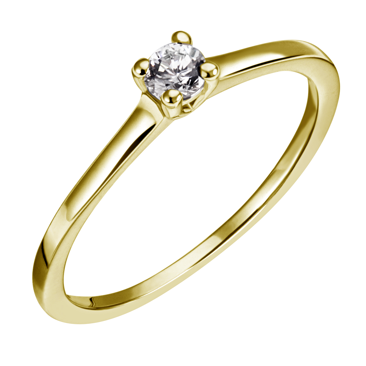 Solitaire Damenring 585 Gelbgold 1 Brill 0,15ct. in 4er Krappenfassung