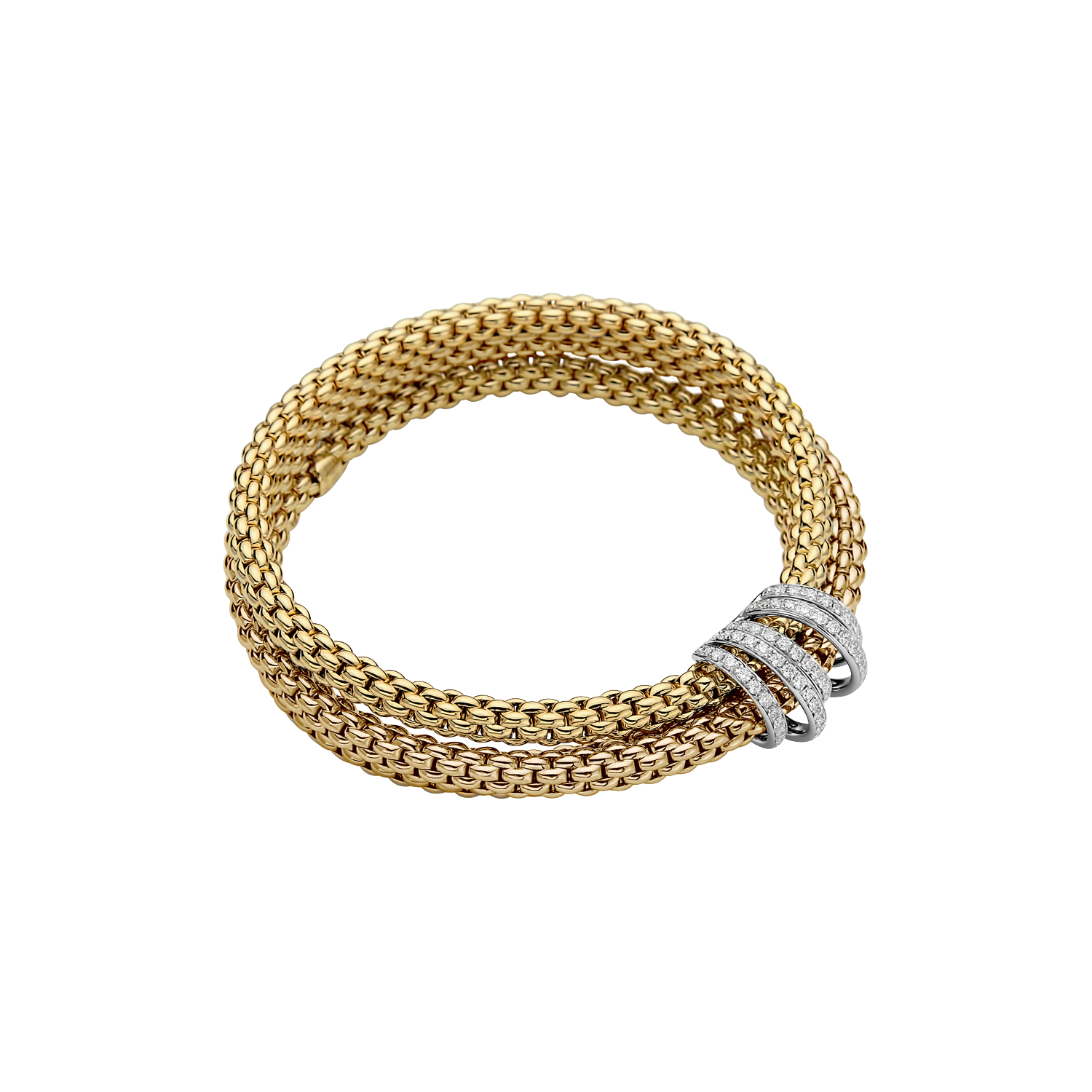 Fope Solo Flex it Gelbgold Armband mit Pavébesatz 651B PAVE bei Juwelier Hungeling