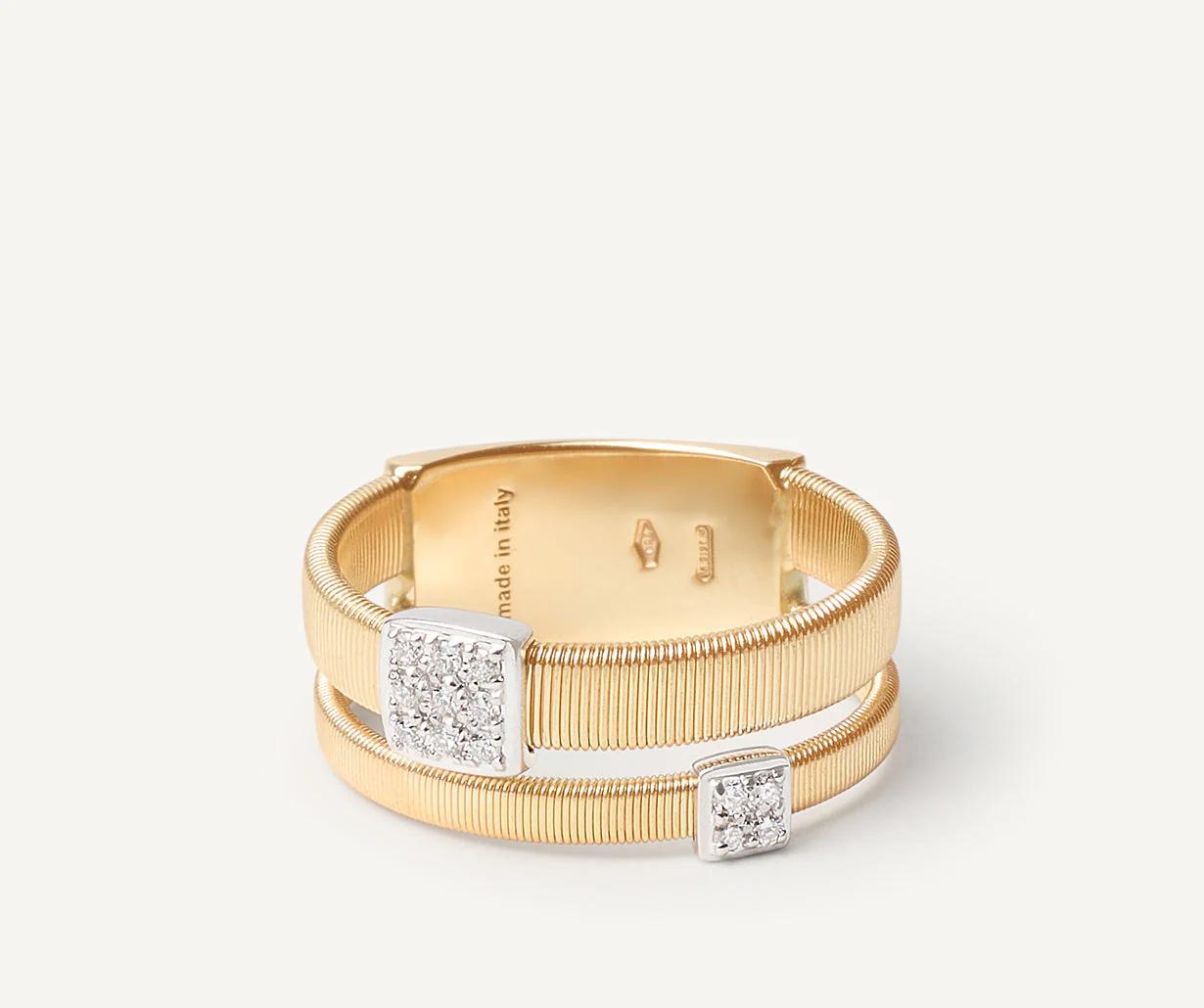 Masai Doppelter Bandring aus Gold mit zwei Diamantpavés AG324_B2_YW_M5