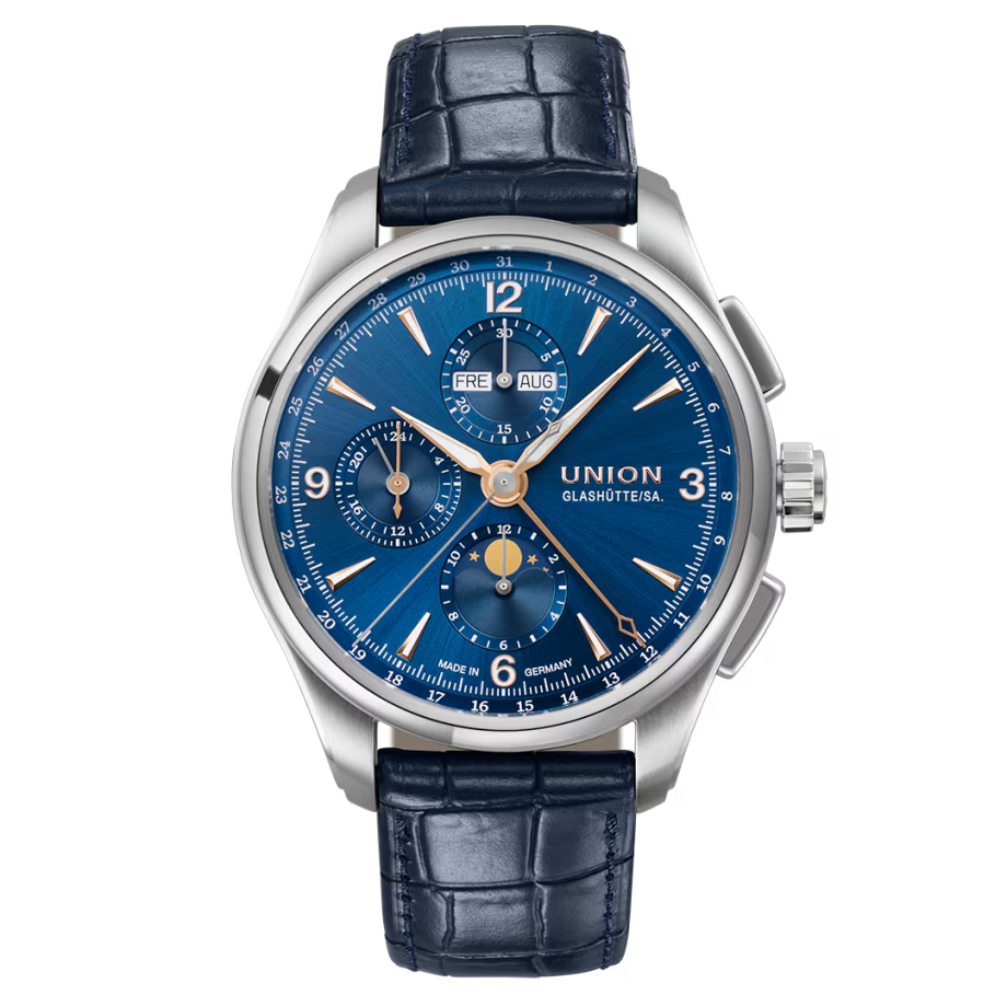 Union Glashütte Belisar Chronograph Mondphase 42mm D014.425.16.047.01 bei Juwelier Hungeling