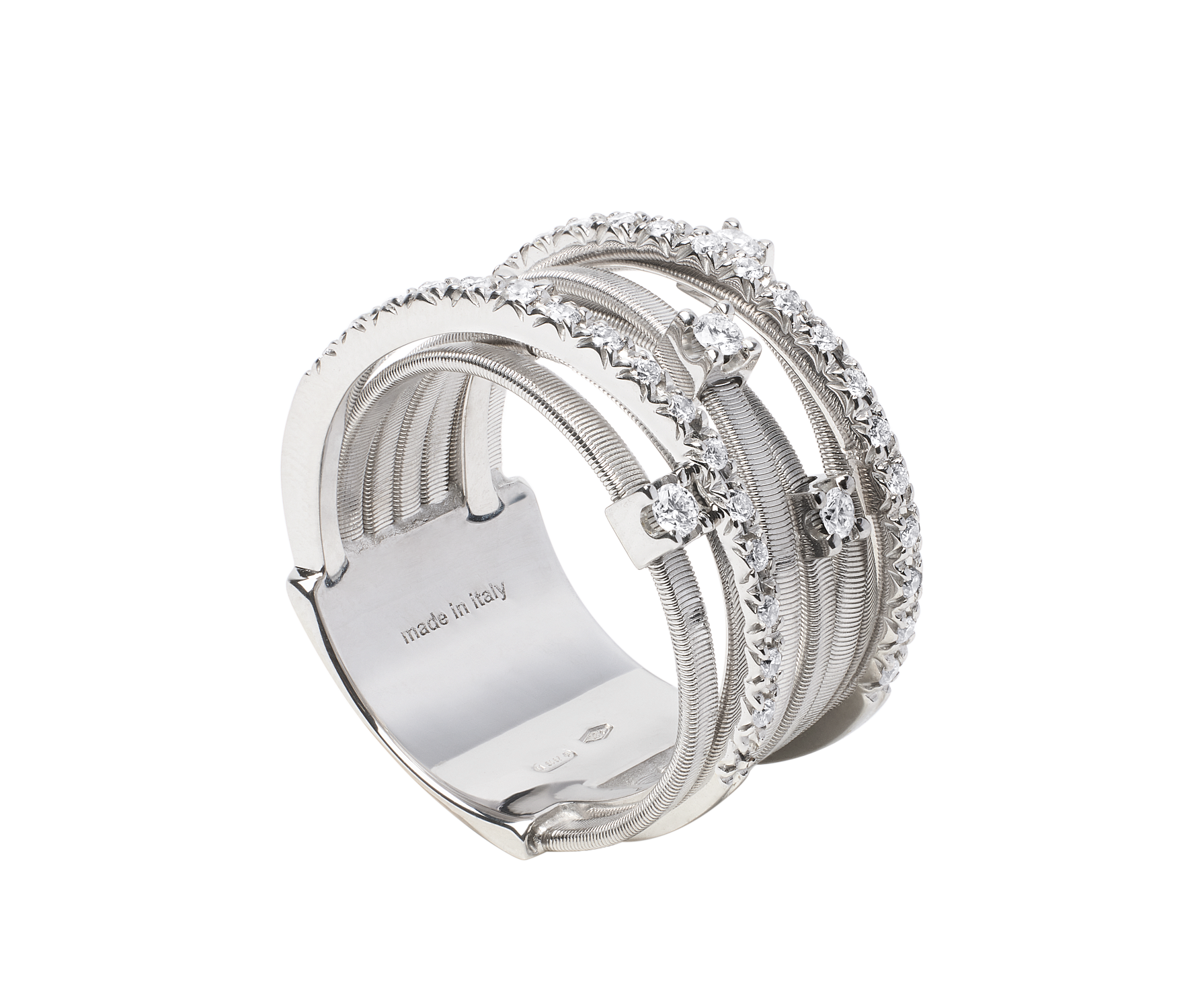 Marco Bicego Goa Siebenreihiger Ring aus Weißgold mit Diamanten AG277_B2_W_01 bei Juwelier Hungeling