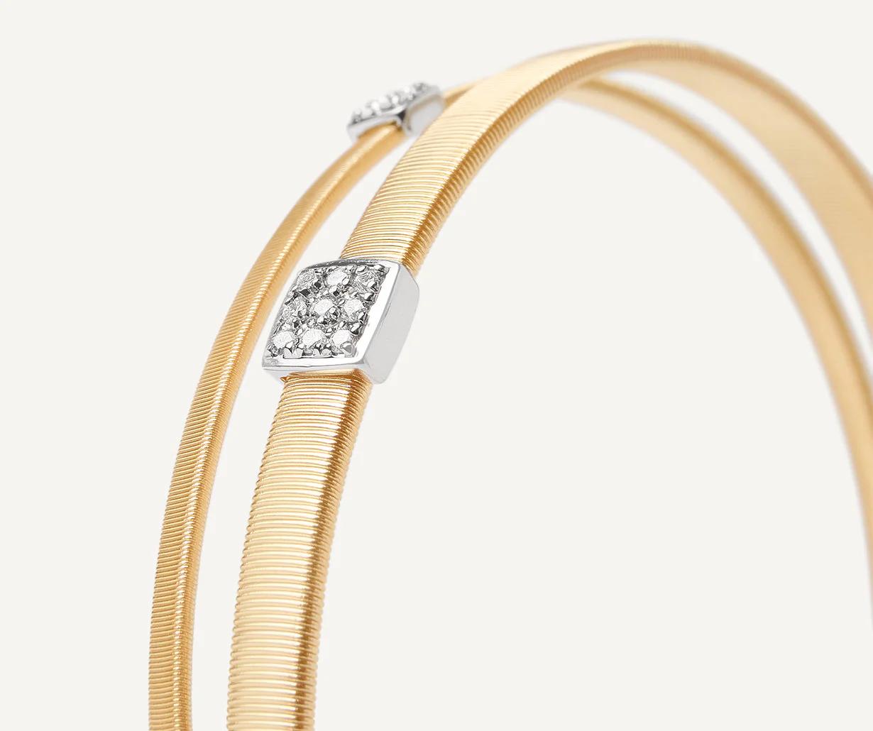 Zweireihiger Armreif aus Gold mit Diamantpavé BG732_B_YW_M5