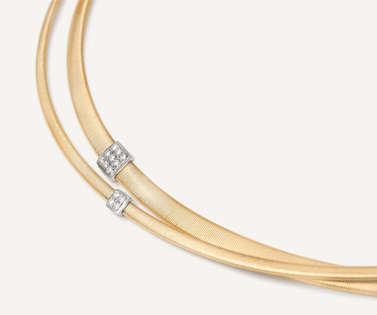 Masai Zweireihige Halskette aus Gold mit Diamanten CG732_B_YW_M5