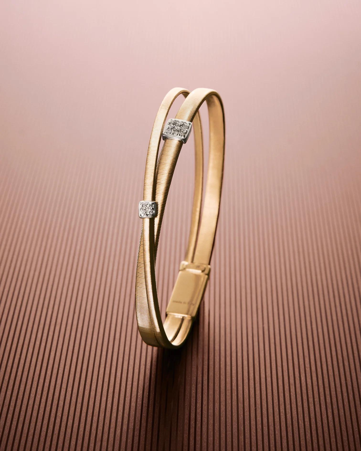 Zweireihiger Armreif aus Gold mit Diamantpavé BG732_B_YW_M5