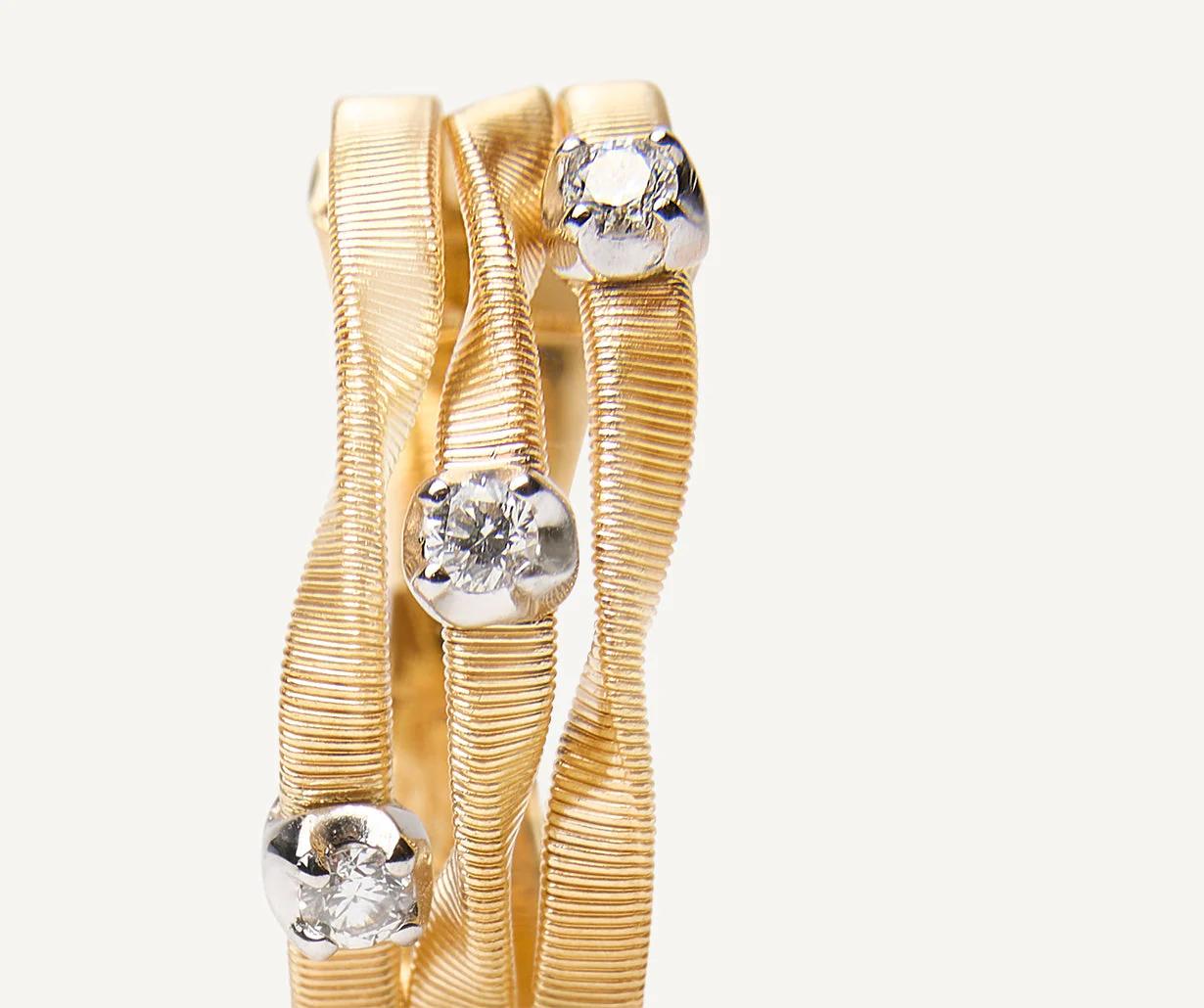 Marrakech dreireihiger Ring aus Gold mit Diamanten AG158_B_YW_M5