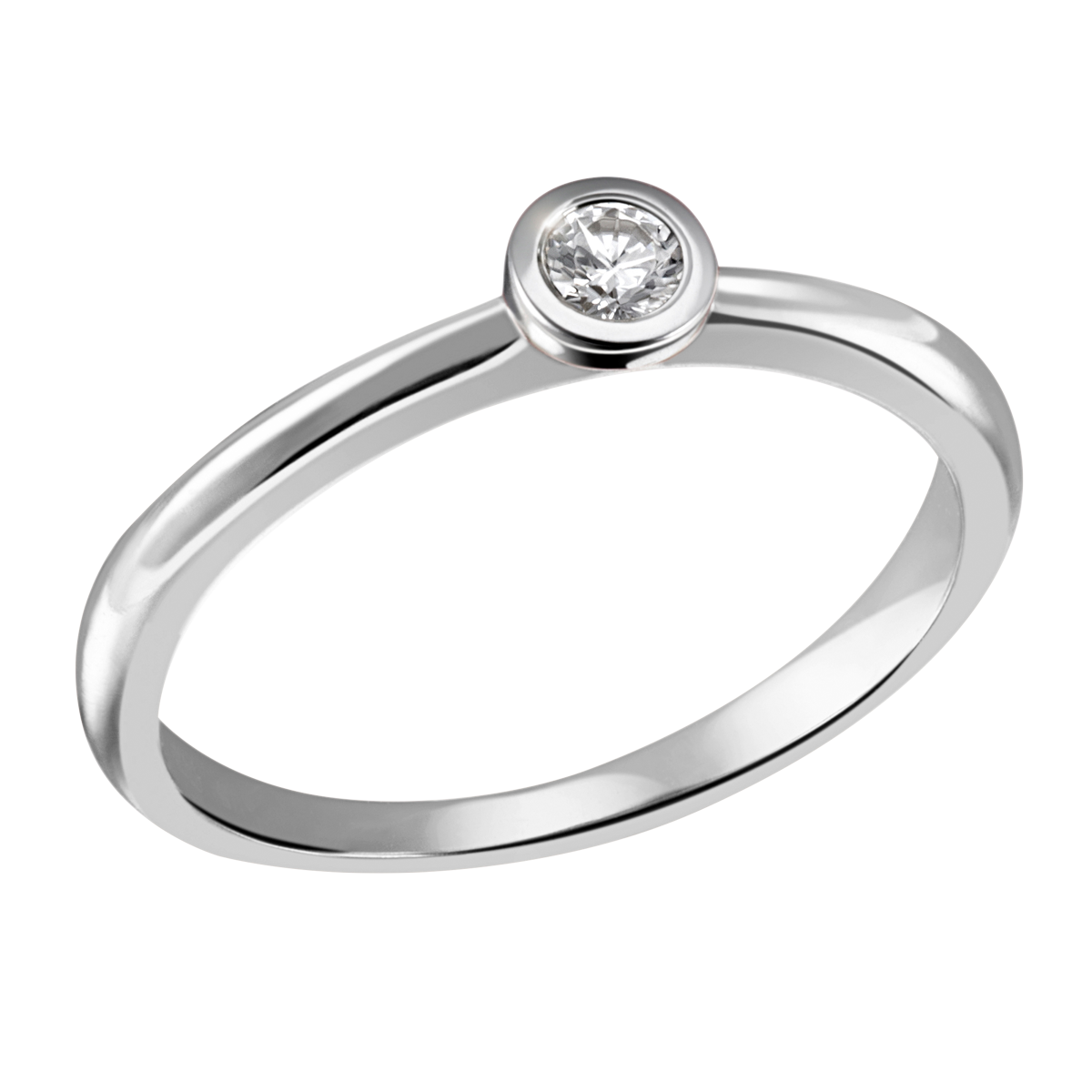 Solitaire Damenring 585 Weißgold 1 Brill 0,10ct.