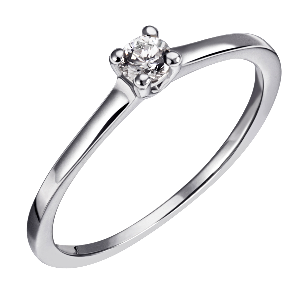 Solitaire Damenring 585 Weissgold 1 Brill 0,15ct. in 4er Krappenfassung