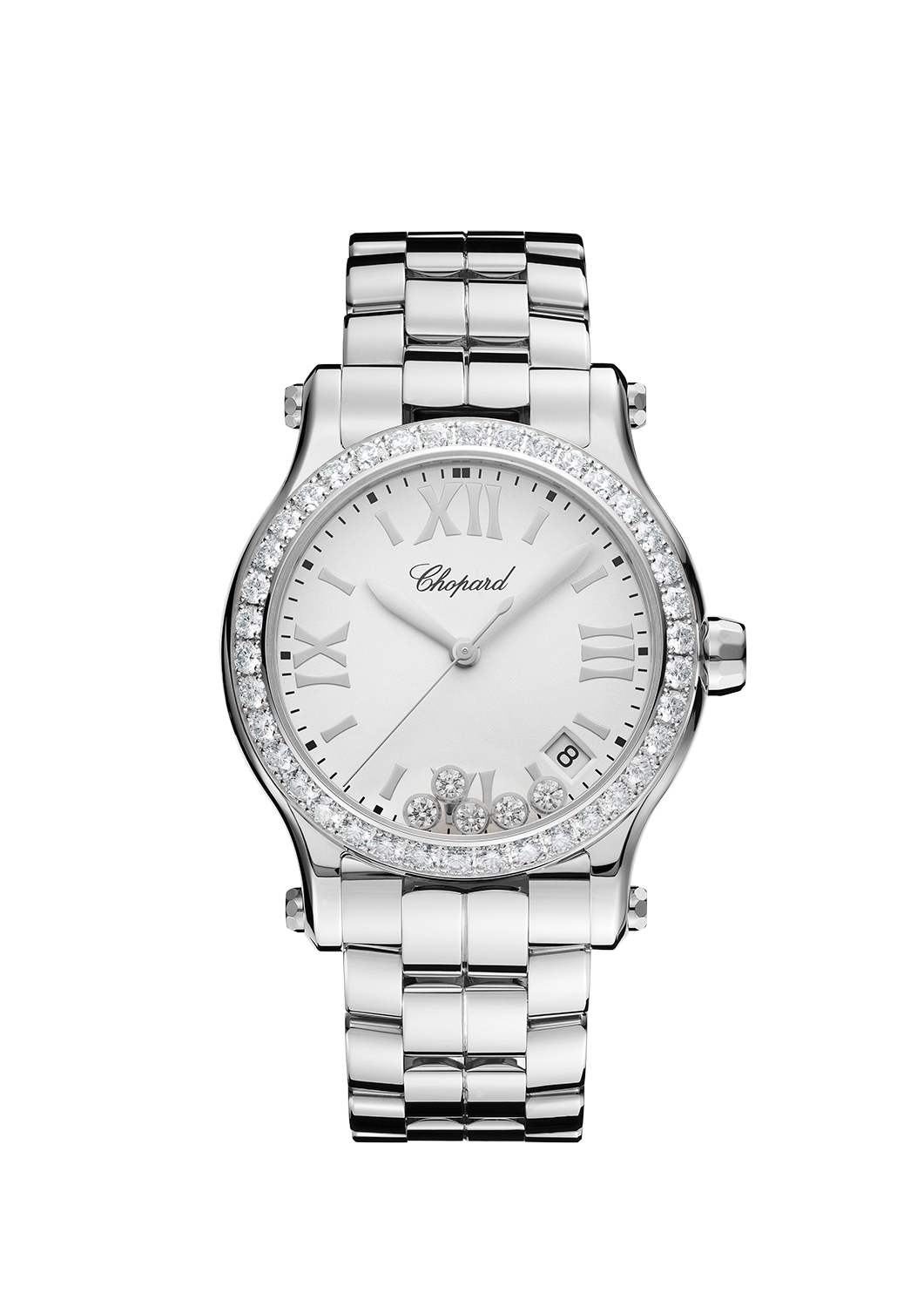 Chopard Happy Sport 36mm 278582-3004 mit weißem Armband bei Juwelier Hungeling