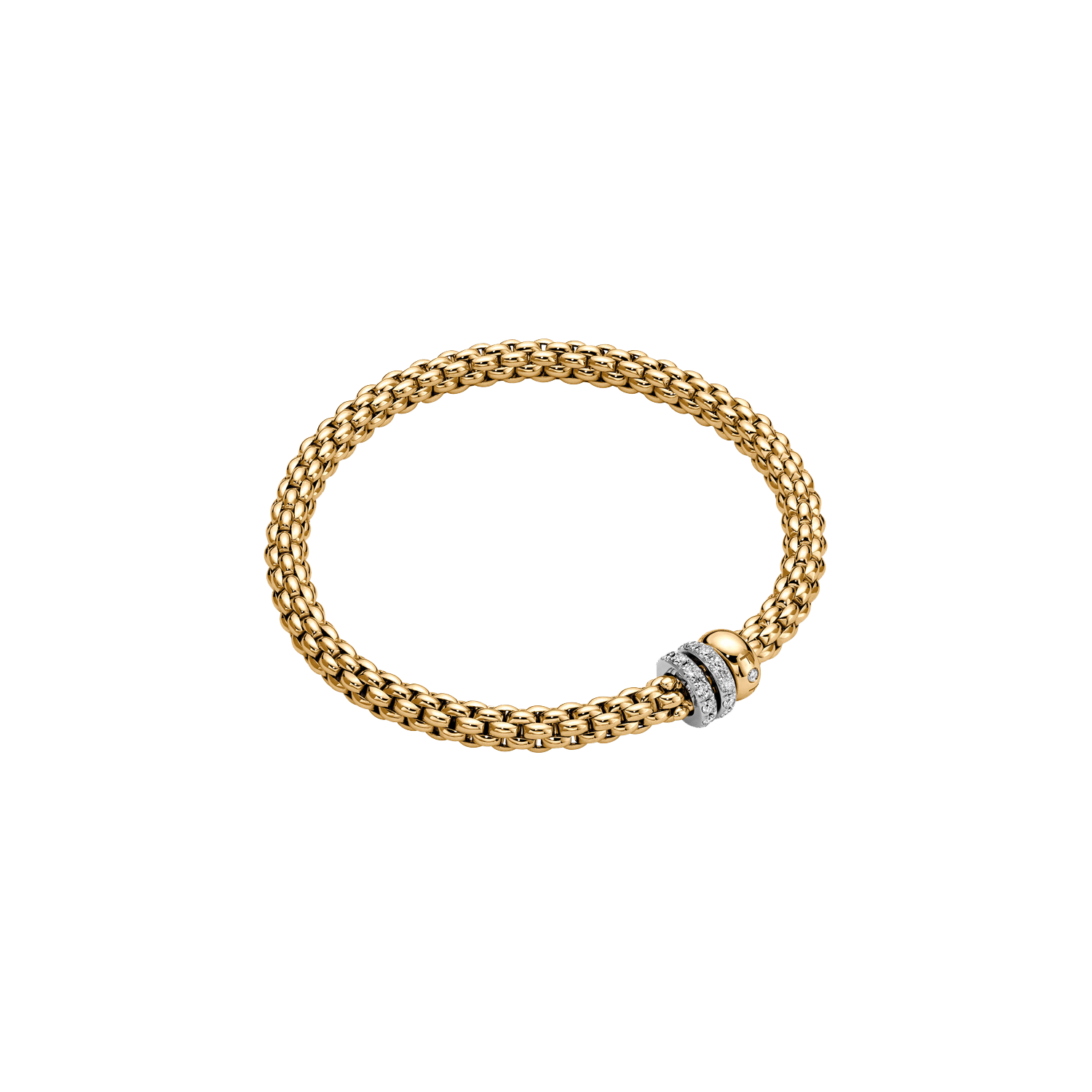 Fope Solo Flex it Gelbgold Armband mit Pavébesatz 62506BX_PB_G_BGX bei Juwelier Hungeling