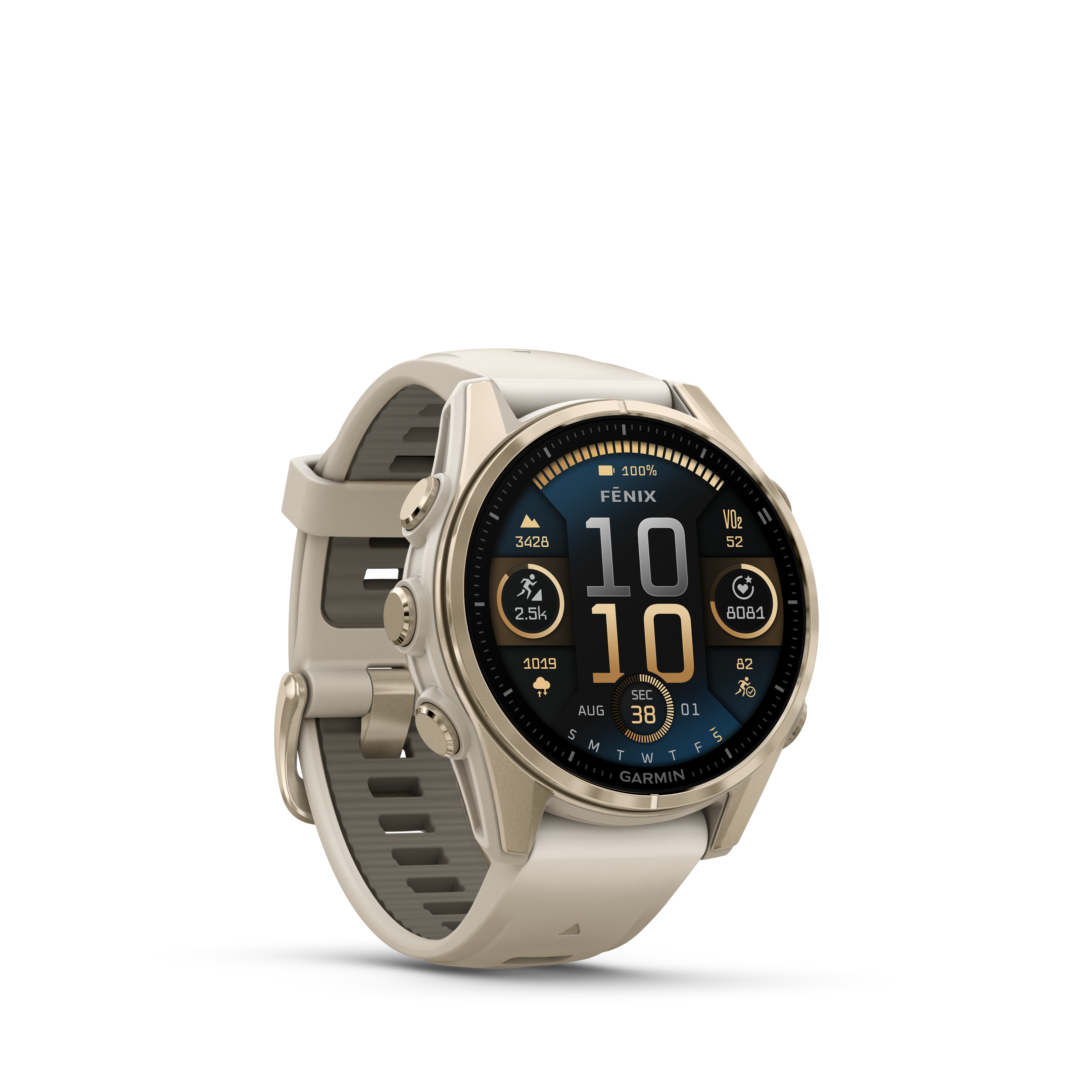 Garmin fēnix 8 - 43 mm AMOLED Sapphire Nebelgrau/Softgold 010-02903-11 bei Juwelier Hungeling