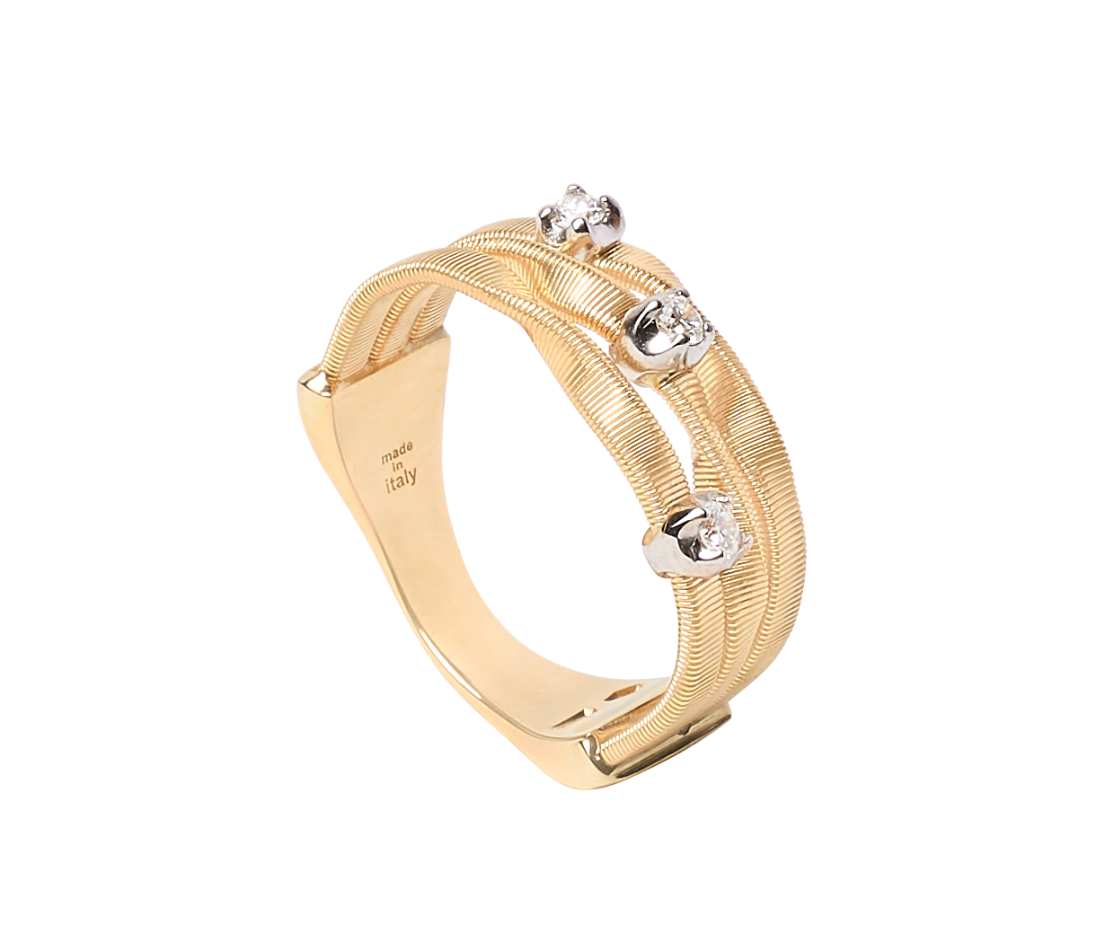 Marco Bicego Marrakech dreireihiger Ring aus Gold mit Diamanten AG158_B_YW_M5 bei Juwelier Hungeling