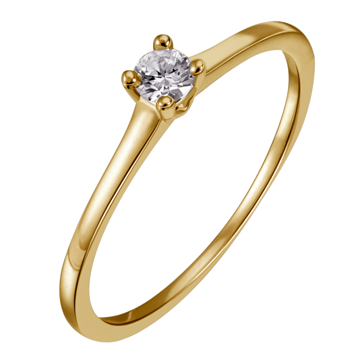 Solitaire Damenring 585 Gelbgold 1 Brill 0,05ct. in 4er Krappenfassung