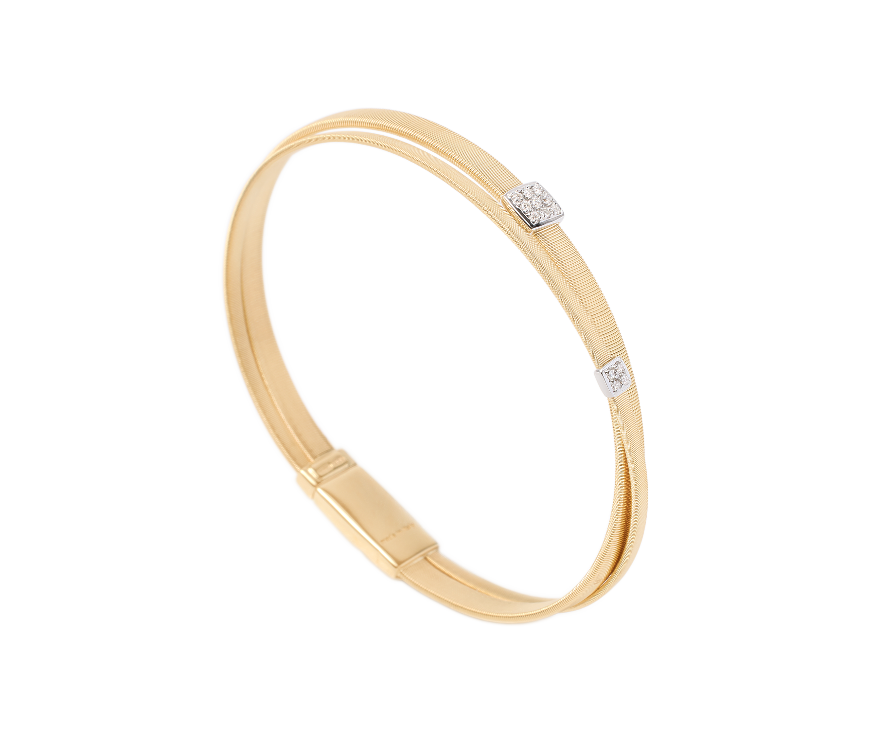 Marco Bicego Masai Zweireihiger Armreif aus Gold mit Diamantpavé BG732_B_YW_M5 bei Juwelier Hungeling