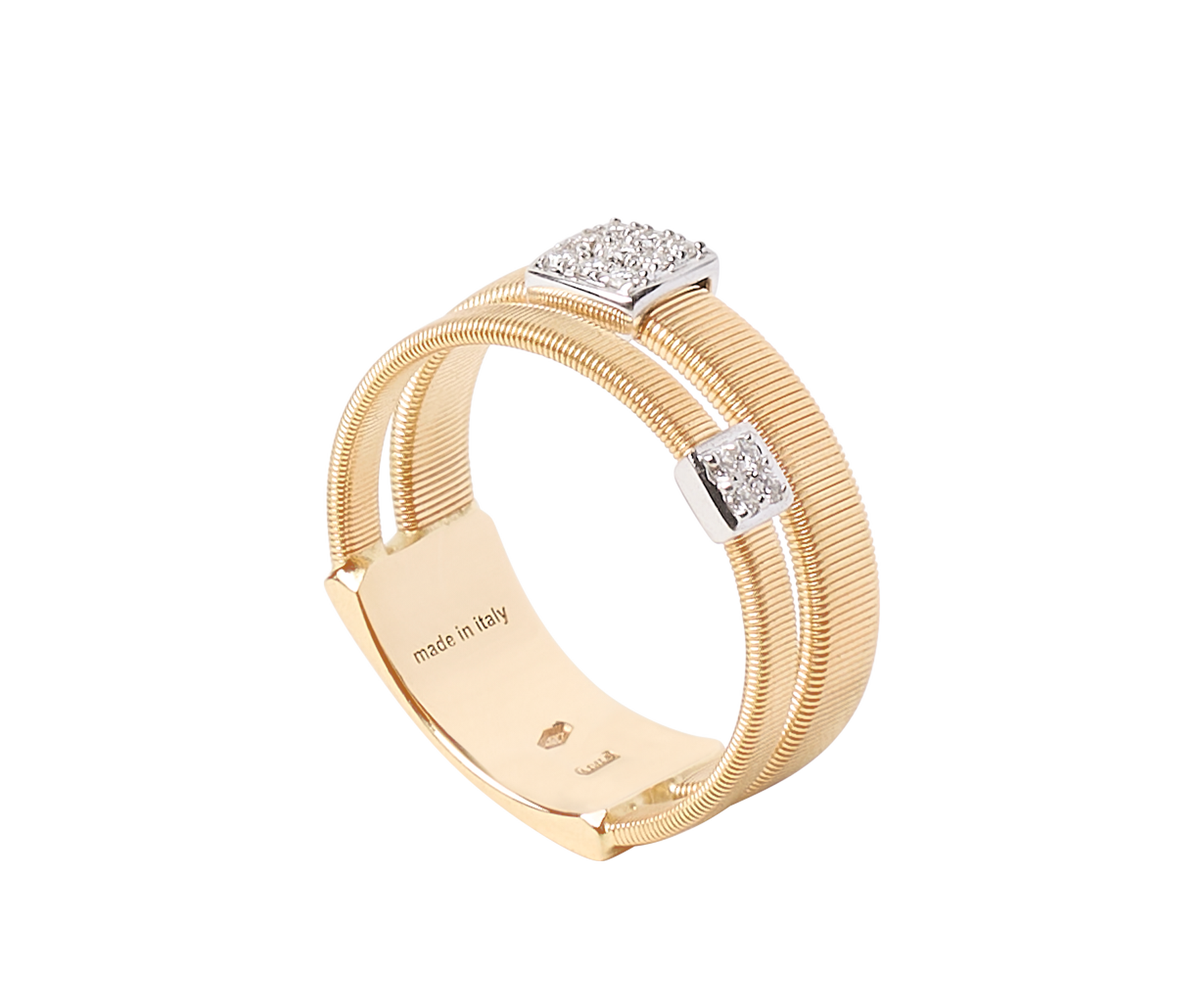 Marco Bicego Masai Doppelter Bandring aus Gold mit zwei Diamantpavés AG324_B2_YW_M5 bei Juwelier Hungeling