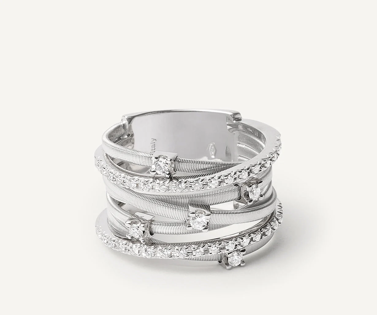 Goa Siebenreihiger Ring aus Weißgold mit Diamanten AG277_B2_W_01