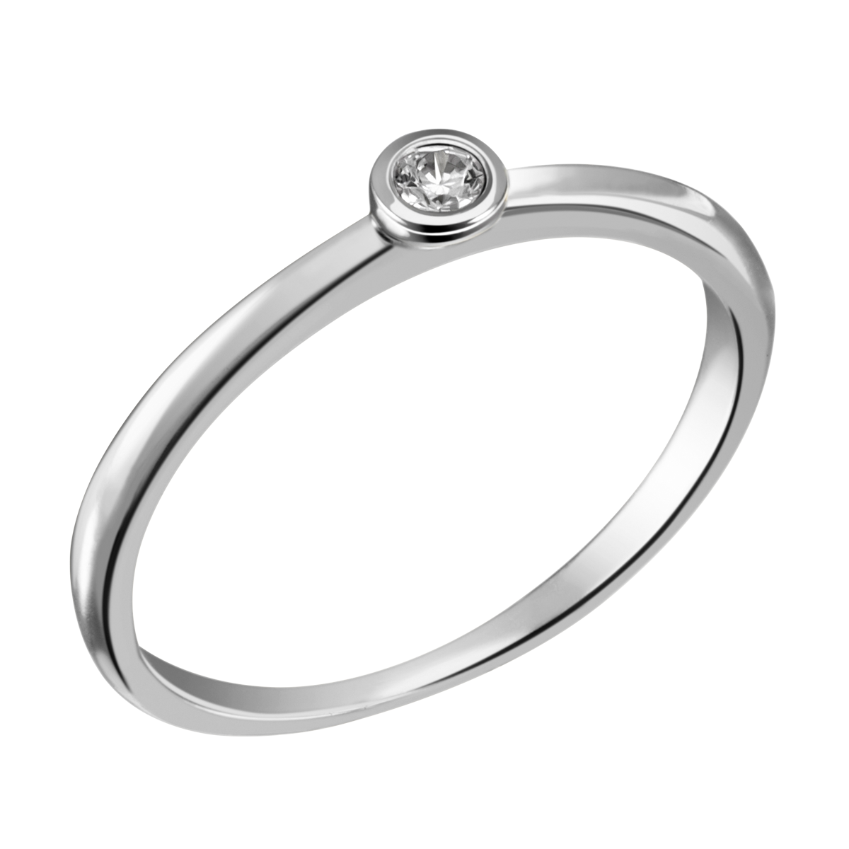Solitaire Damenring 585 Weissgold 1 Brill 0,05ct.