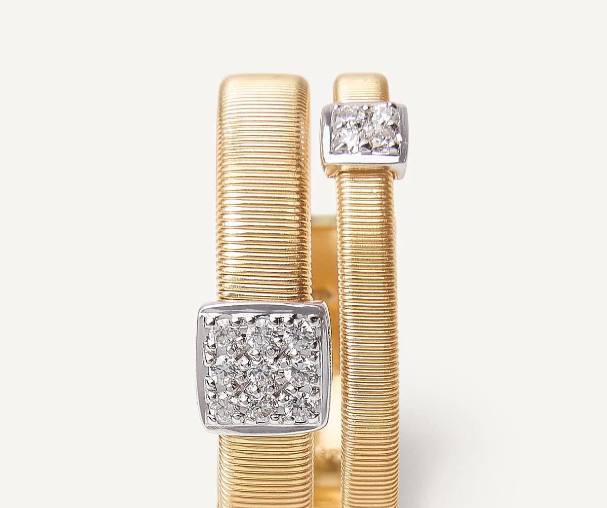 Masai Doppelter Bandring aus Gold mit zwei Diamantpavés AG324_B2_YW_M5