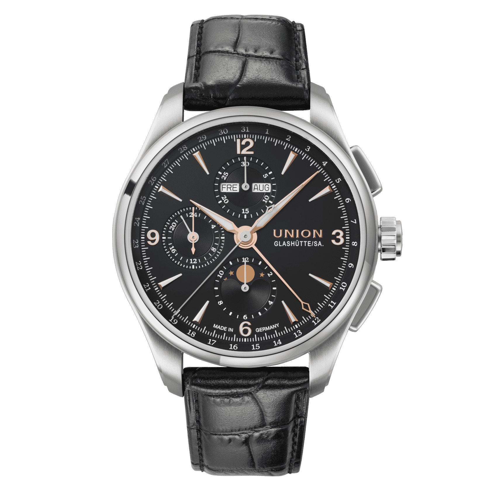 Union Glashütte Belisar Chronograph Mondphase 42mm D014.425.16.057.01 bei Juwelier Hungeling